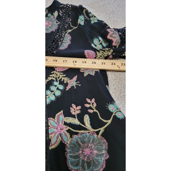 Free People Just The Two Of Us Womens Black Floral Tunic Blouse Size Small - Picture 7 of 9
